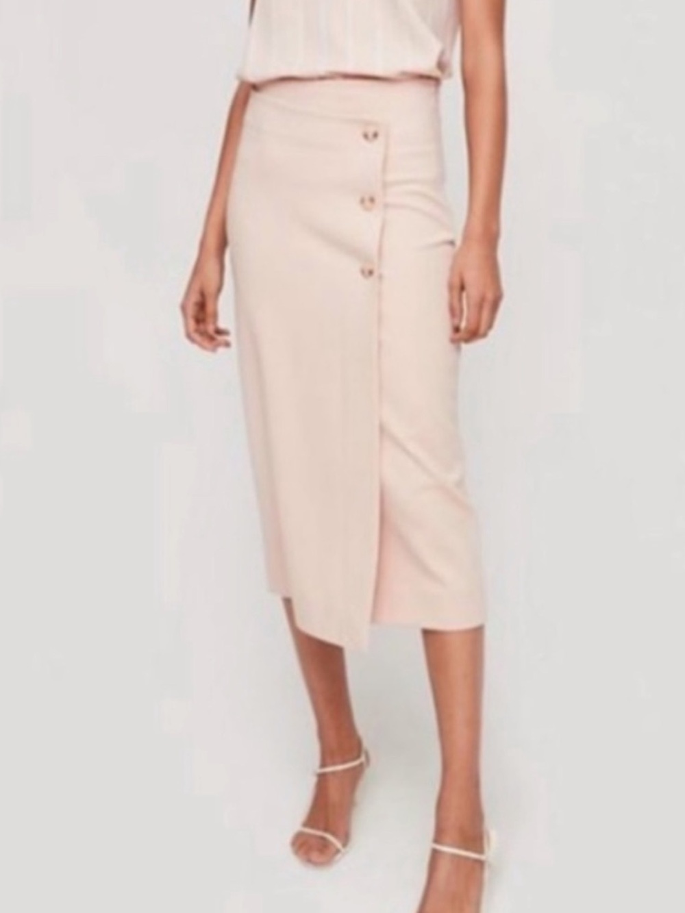 NWT Aritzia Babaton Blush Button-Front Midi Skirt size 8~$98